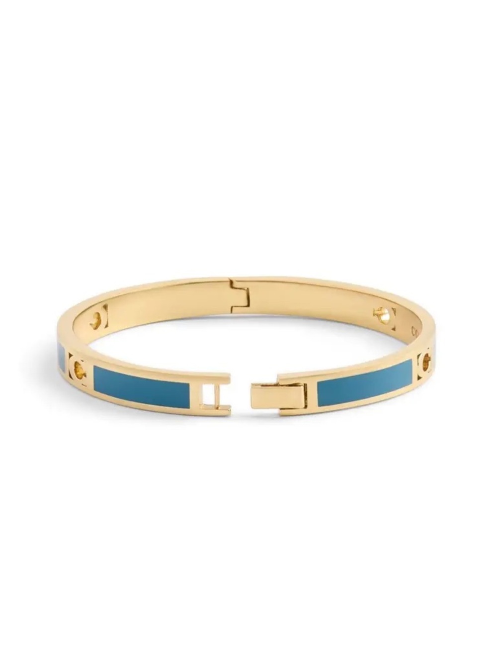 Coach Gold-Tone Bangle with Teal Inlay - Picture 7 of 8